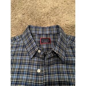 UNTUCKit Shirt Men's Blue Medium Slim Fit Plaid Button Down Wrinkle Free Flannel